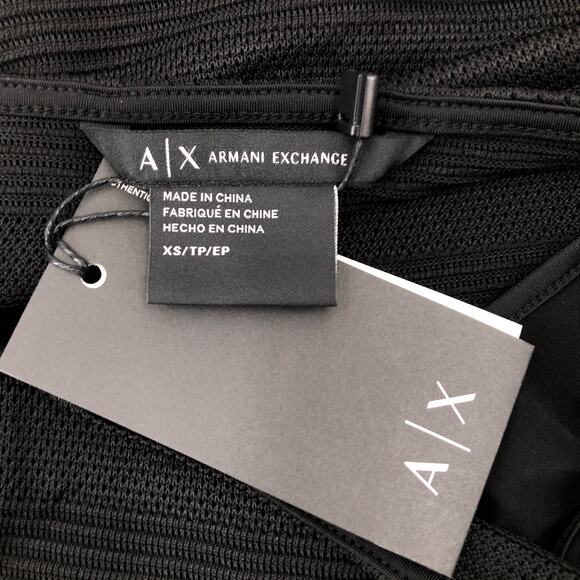 AX Armani Exchange Mesh Boatneck Black Top Sz XS - Picture 3 of 5